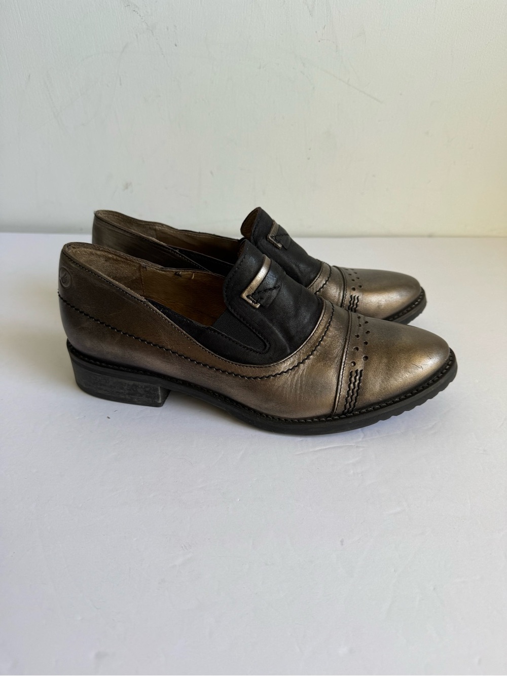 Casta Loafers Metallic Leather Shoes Slip On Vintage Style 39 - Picture 11 of 13